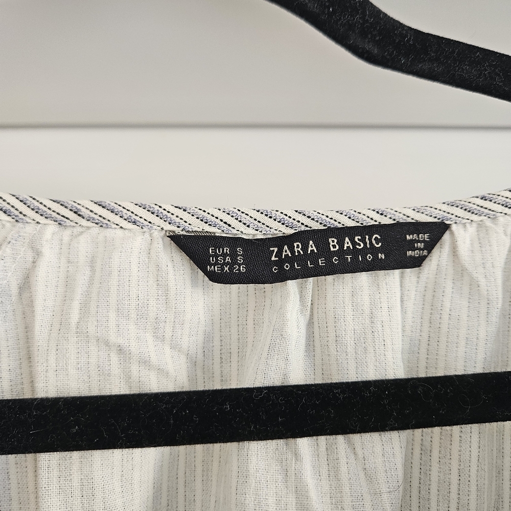 Zara Cream and Gray Striped Blouse - Picture 4 of 5